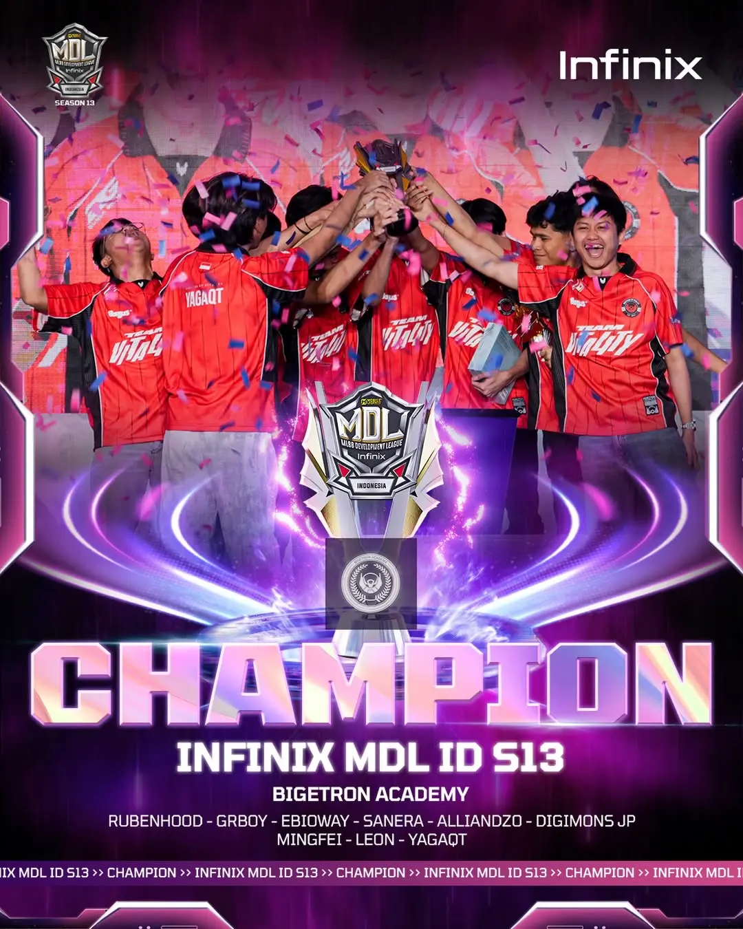 Победная графика Bigetron Academy после победы на MDL Indonesia Season 13