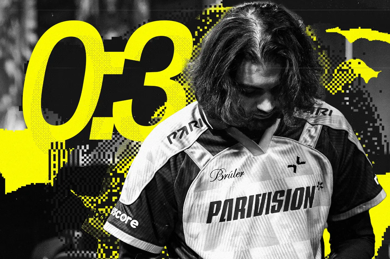Графика OFFSTAGE для статьи о провале PARIVISION IEM Cologne Major 2026
