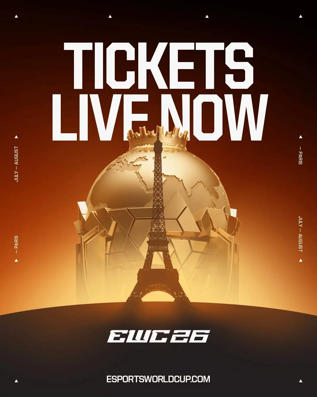 Объявление о начале продажи билетов на Esports World Cup 2026 из X