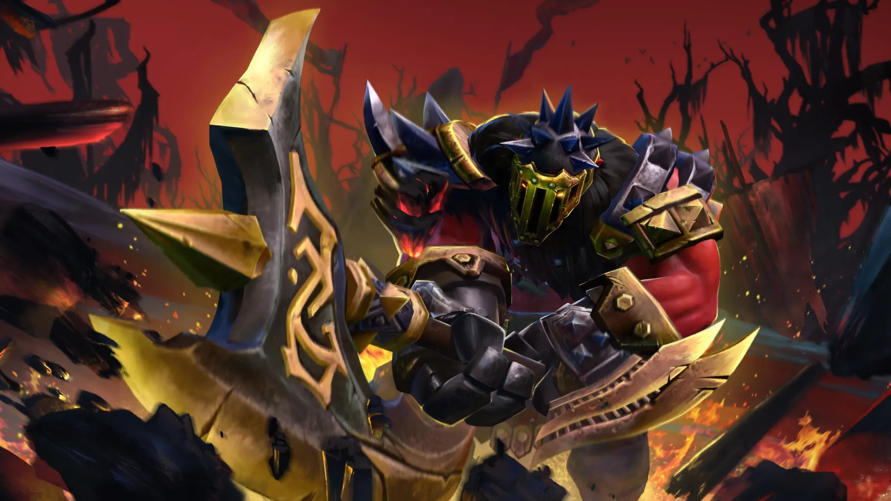 Загрузочный экран с Axe в наборе Armor of the Shattered Vanguard из Dota 2